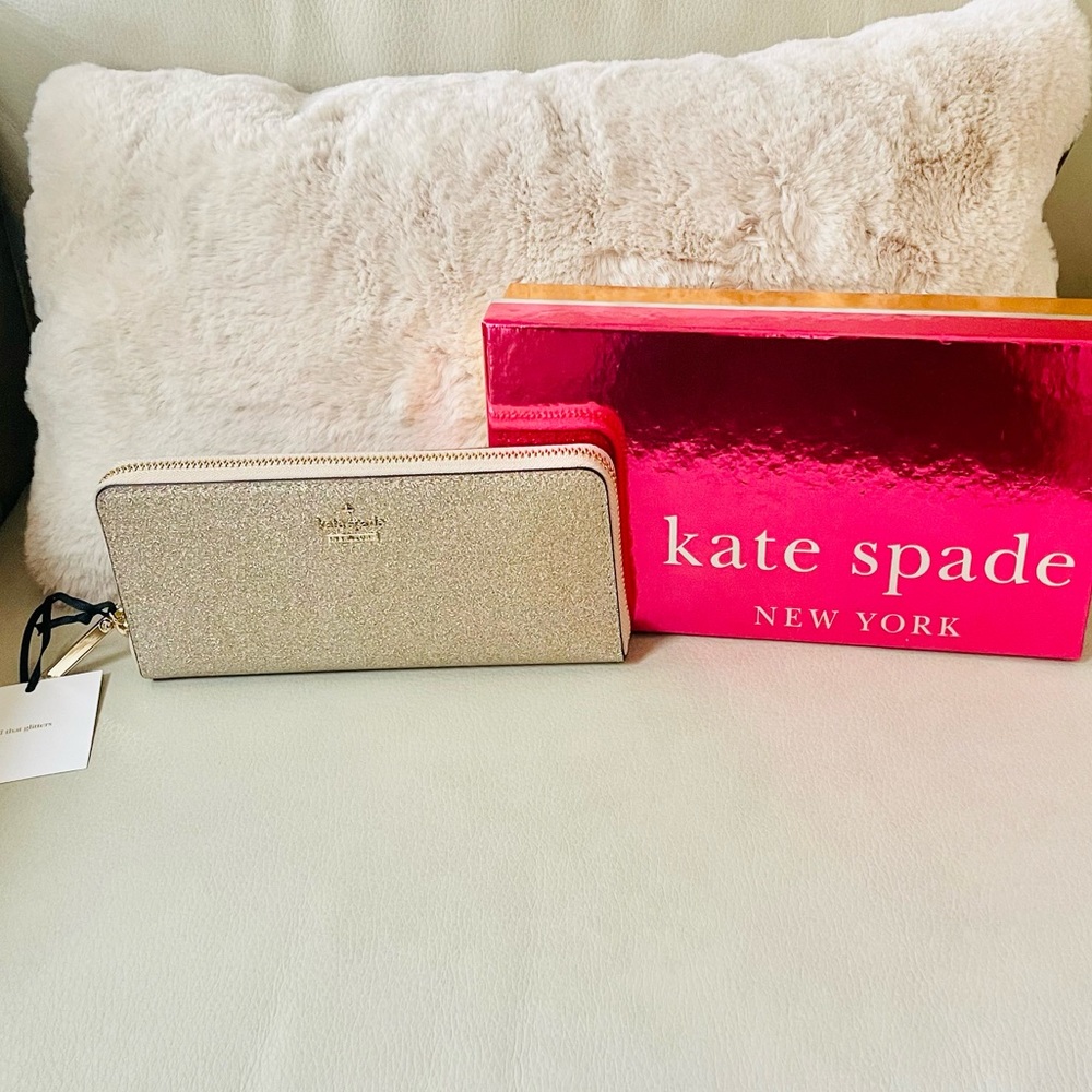 Kate Spade Shimmy Glitter Continental Boxed Wallet NWT